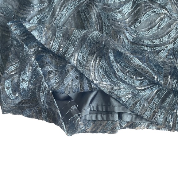 Tahari ASL Periwinkle Blue Sequin Lace Overlay Cocktail Dress Women's 16 - Picture 8 of 14